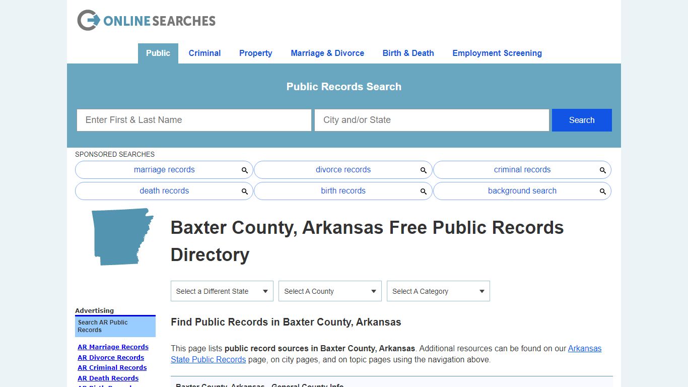 Baxter County, Arkansas Public Records Directory